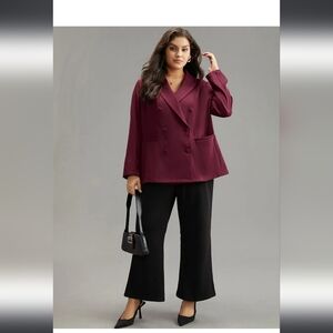 NWT BLOOMCHIC SIZE 28 WINE COLORED DOUBLE BREASTED POCKET BLAZER.